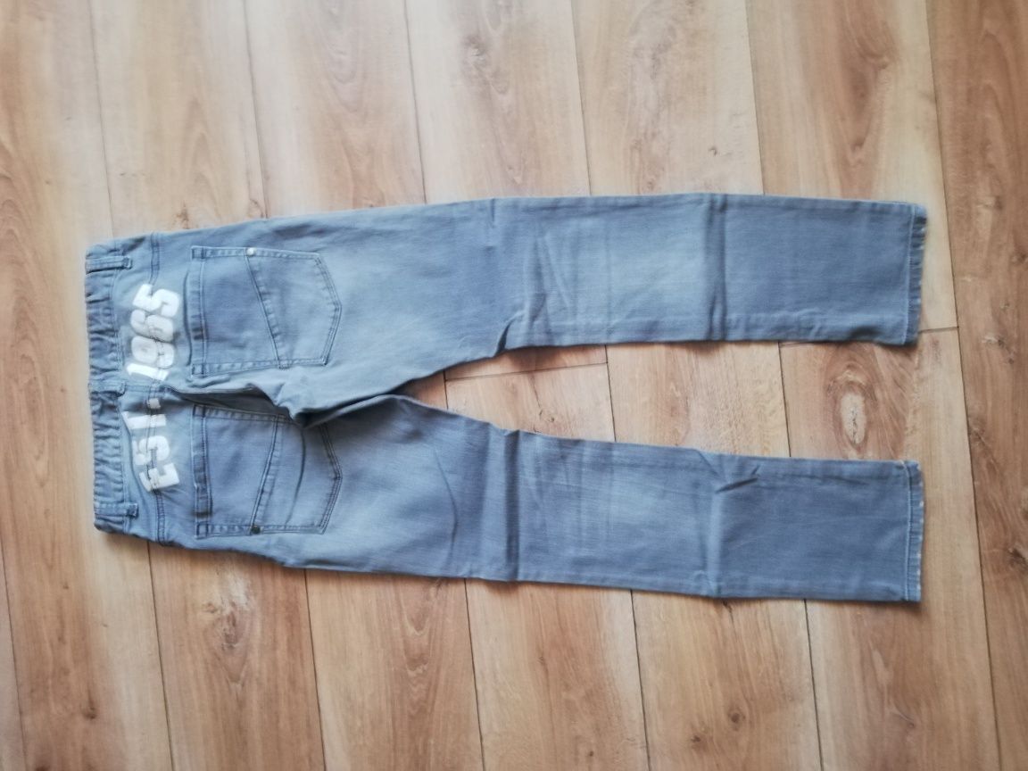 Spodnie dżinsy jeansy chłopięce 160 cm Benetton szare siwe markowe