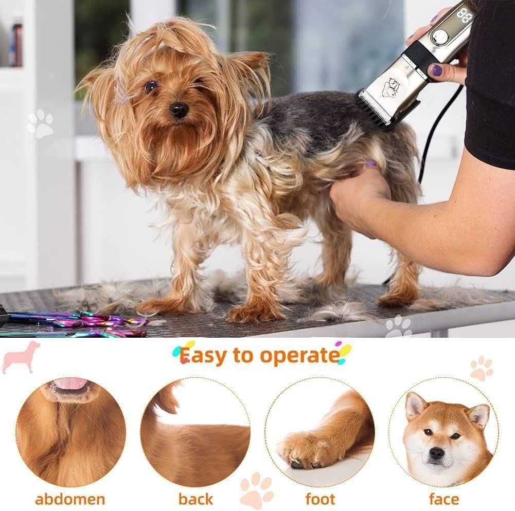 Máquina de tosquiar corta pelos animais Nova Cães Gatos com acessórios