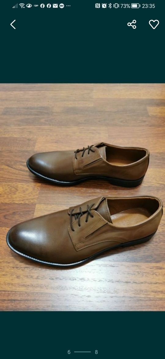 Eleganckie Skórzane Półbuty Męskie M 180 Tęgie