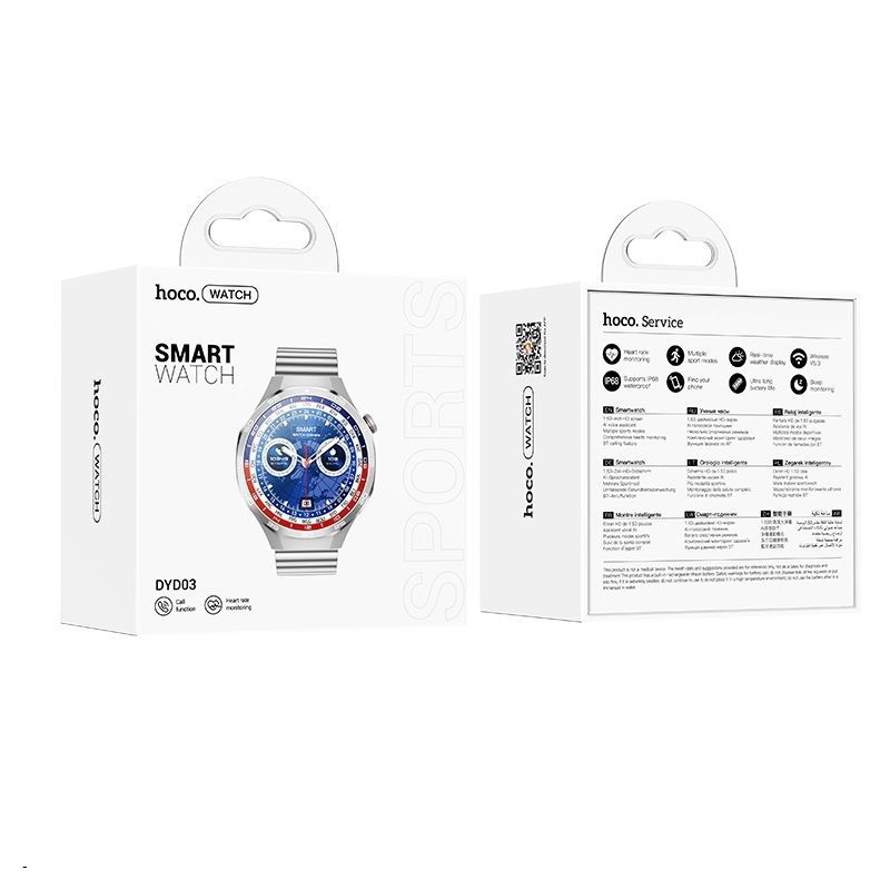Smartwatch Hoco 1,53" TFT z fukcją rozmowy DYD03 srebrny