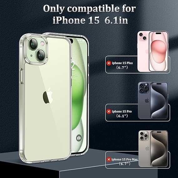 Przezroczyste etui do iPhone 15 + 2 szt szyby na ekran