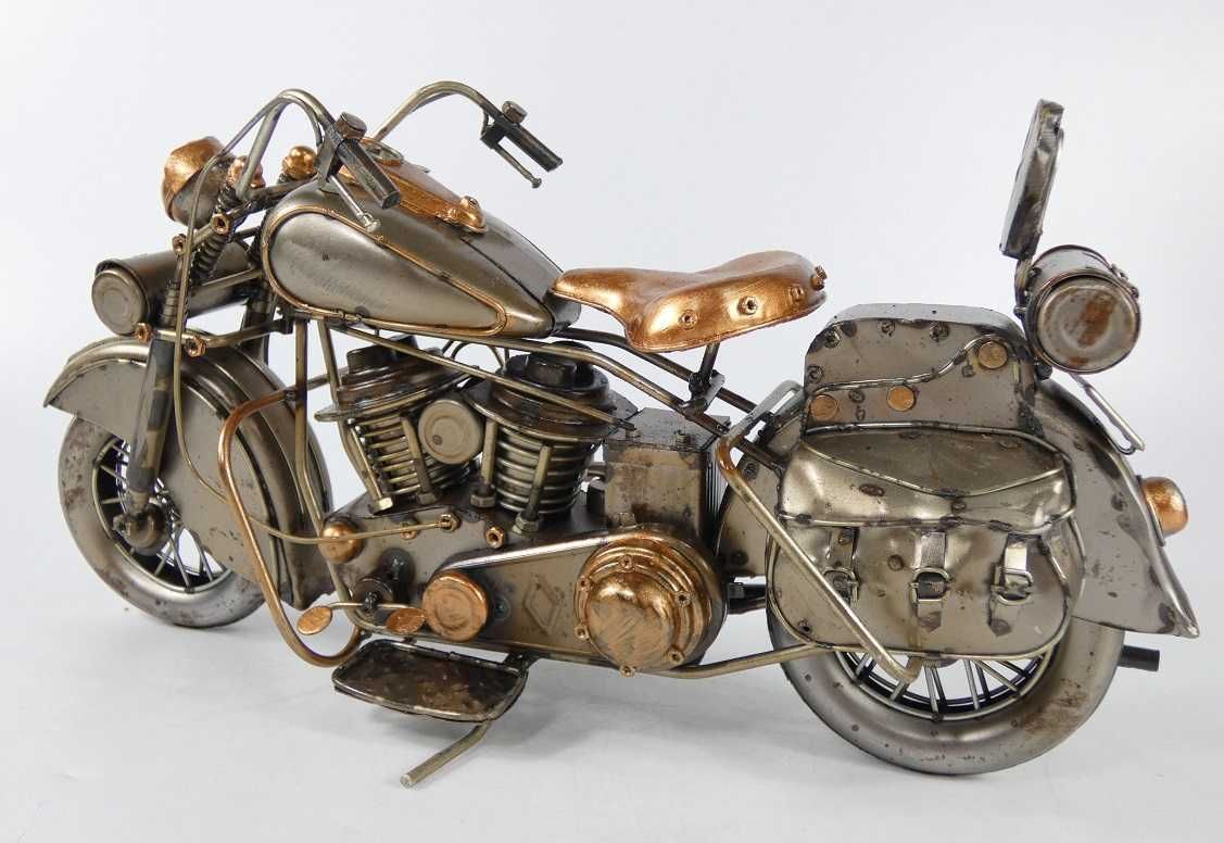 Metalowy MOTOR retro pojazd 36,5 cm motocykl