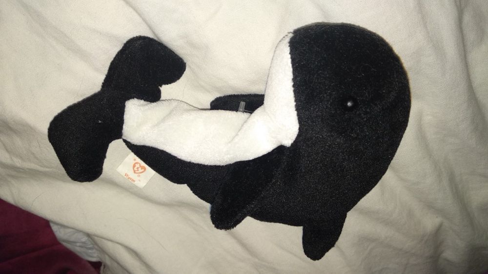 ИГРУШКА мягкая кит касатка черно белый 19 см шарики внутри корея TY