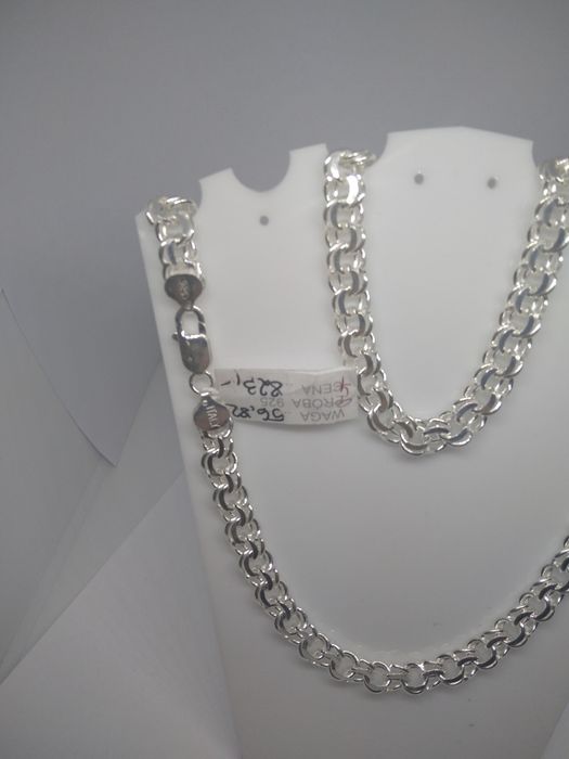 Srebrny łańcuszek splot Garibaldi srebro 925 długość 60 cm