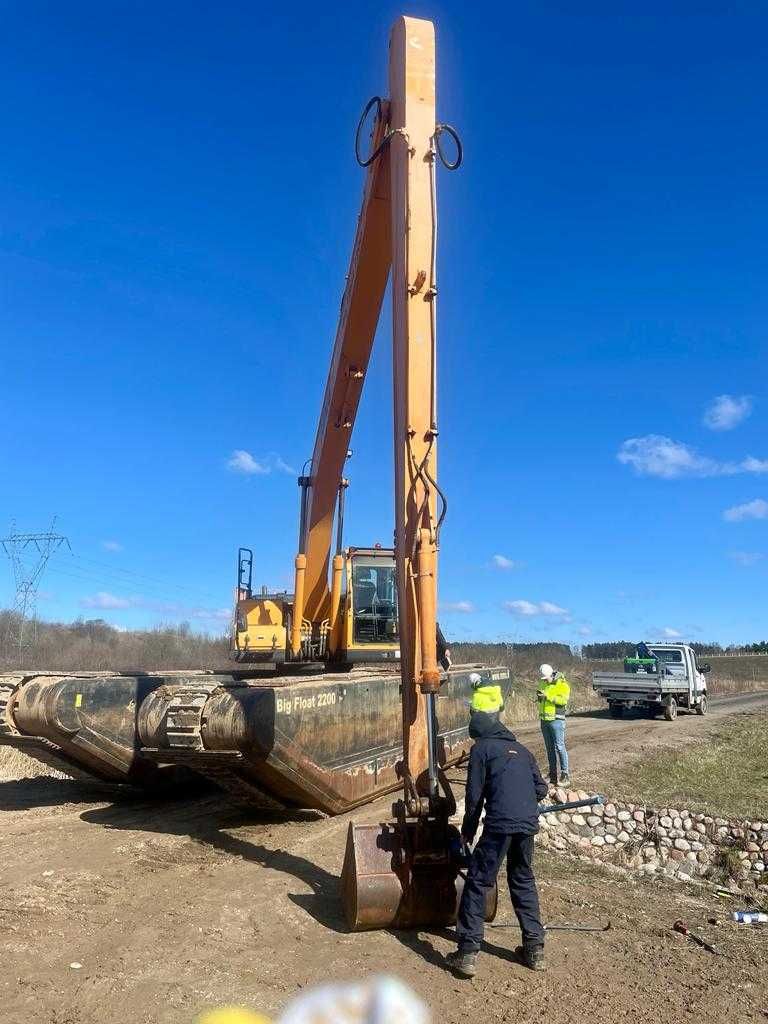 Koparka pływająca 32m long melioracja błotniak staw torf odmulanie