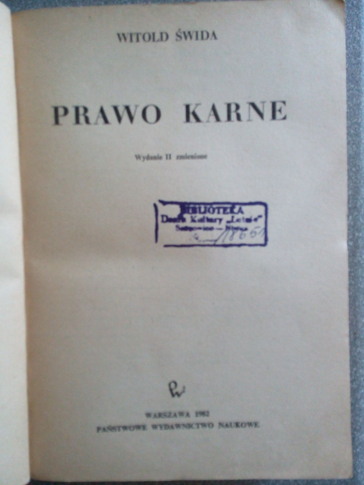 Prawo karne Witold Świda 1982 r