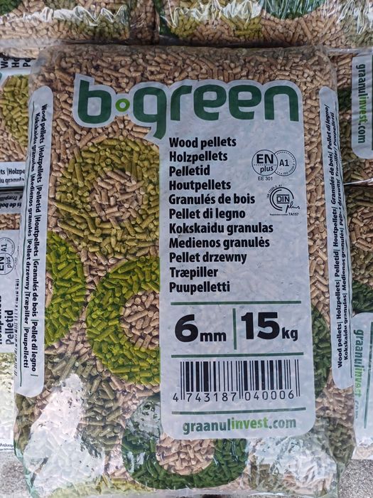 PELLET B- GREEN Certyfikowany A1 EN plus DIN plus Dostawa Gratis SOSNA