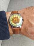 SWISS duża 36 mm DELBANA giloszowana tarcza, zegarek nakręcany RETRO