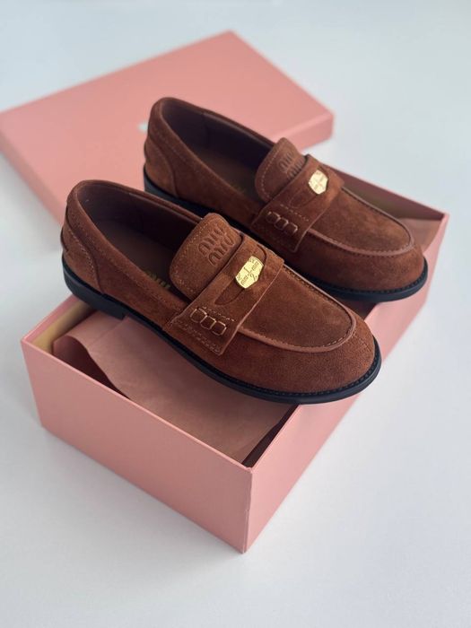 Лофери чорні/ коричневі Miu Miu