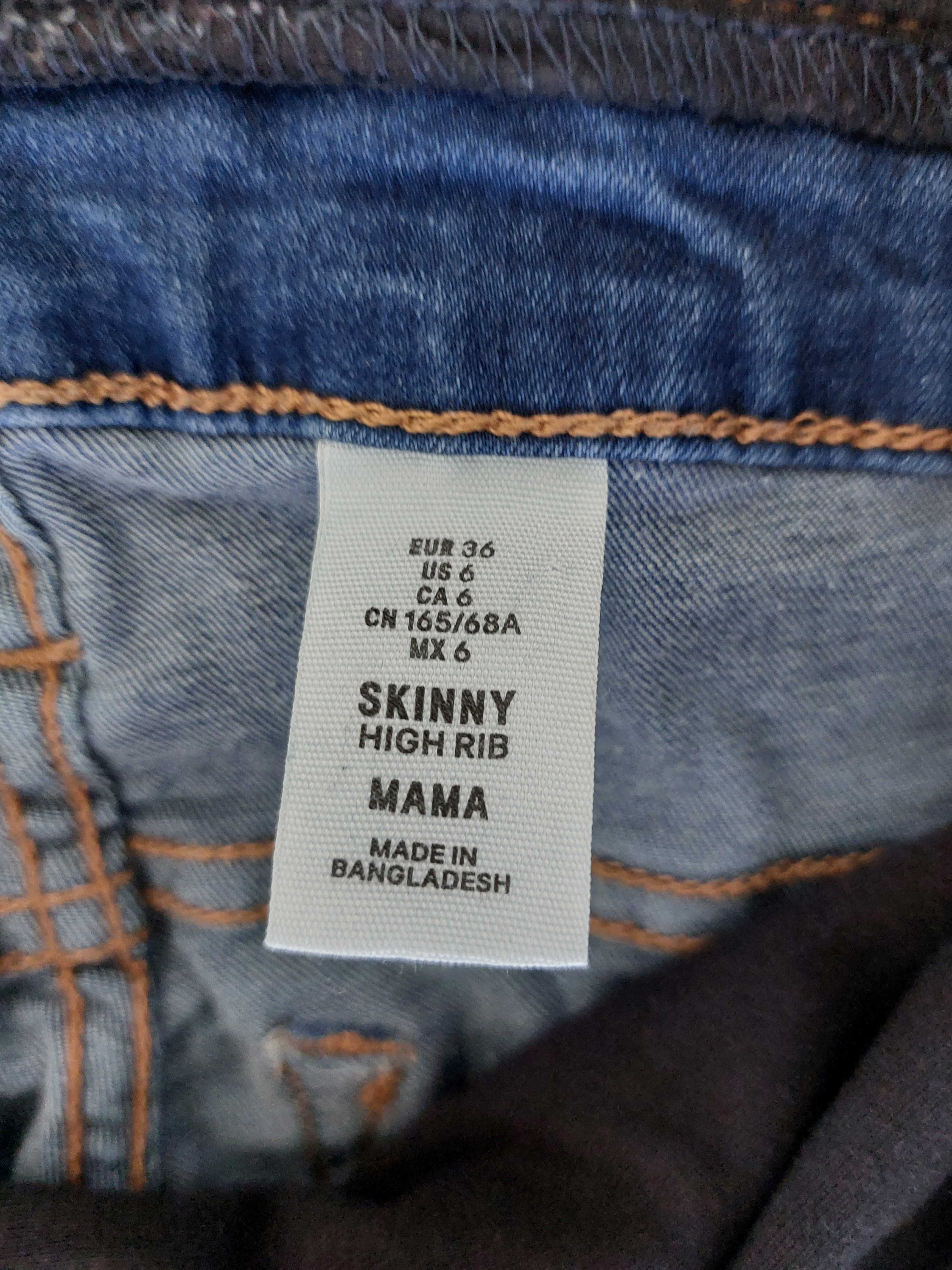 Spodnie ciążowe H&M Mama Skinny High Rib 36
