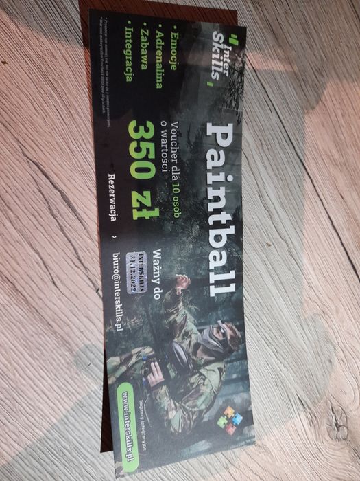 Sprzedam voucher na paintball dla 10 osob