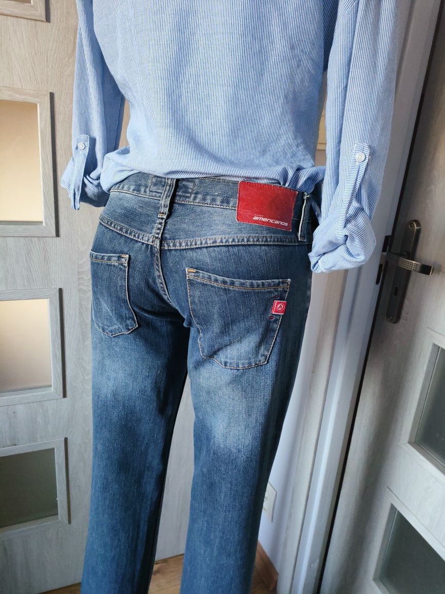 Niebieskie jeansy straight slim leg Americanos Vintage M