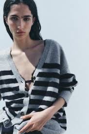 Sweter w paski oversize 100 % wełna