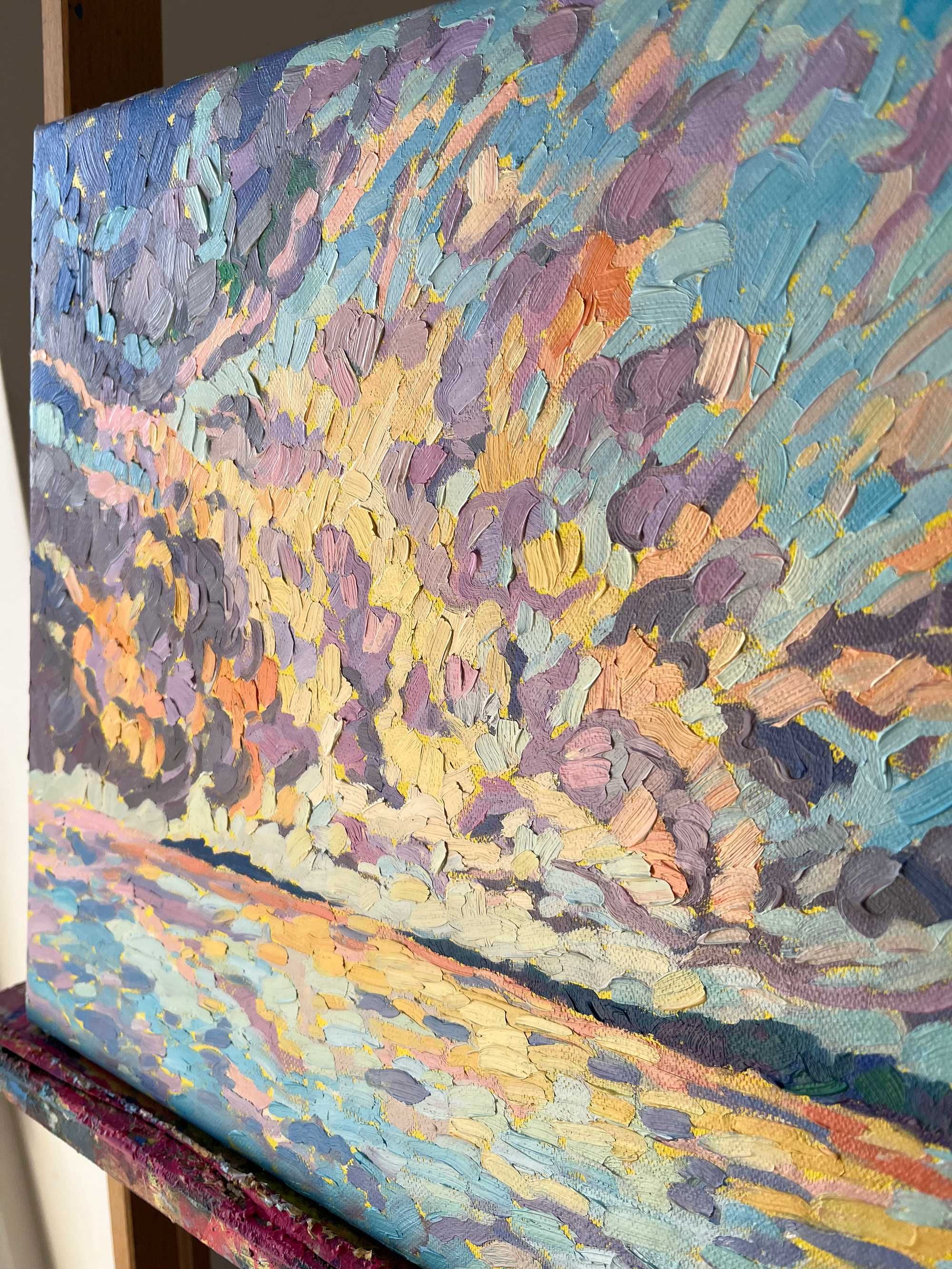 Oryginalny obraz olejny "Odbicia słońca" 30x40cm
