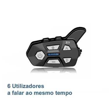 Intercomunicador R9 bluetooth moto 6 utilizadores simultâneo