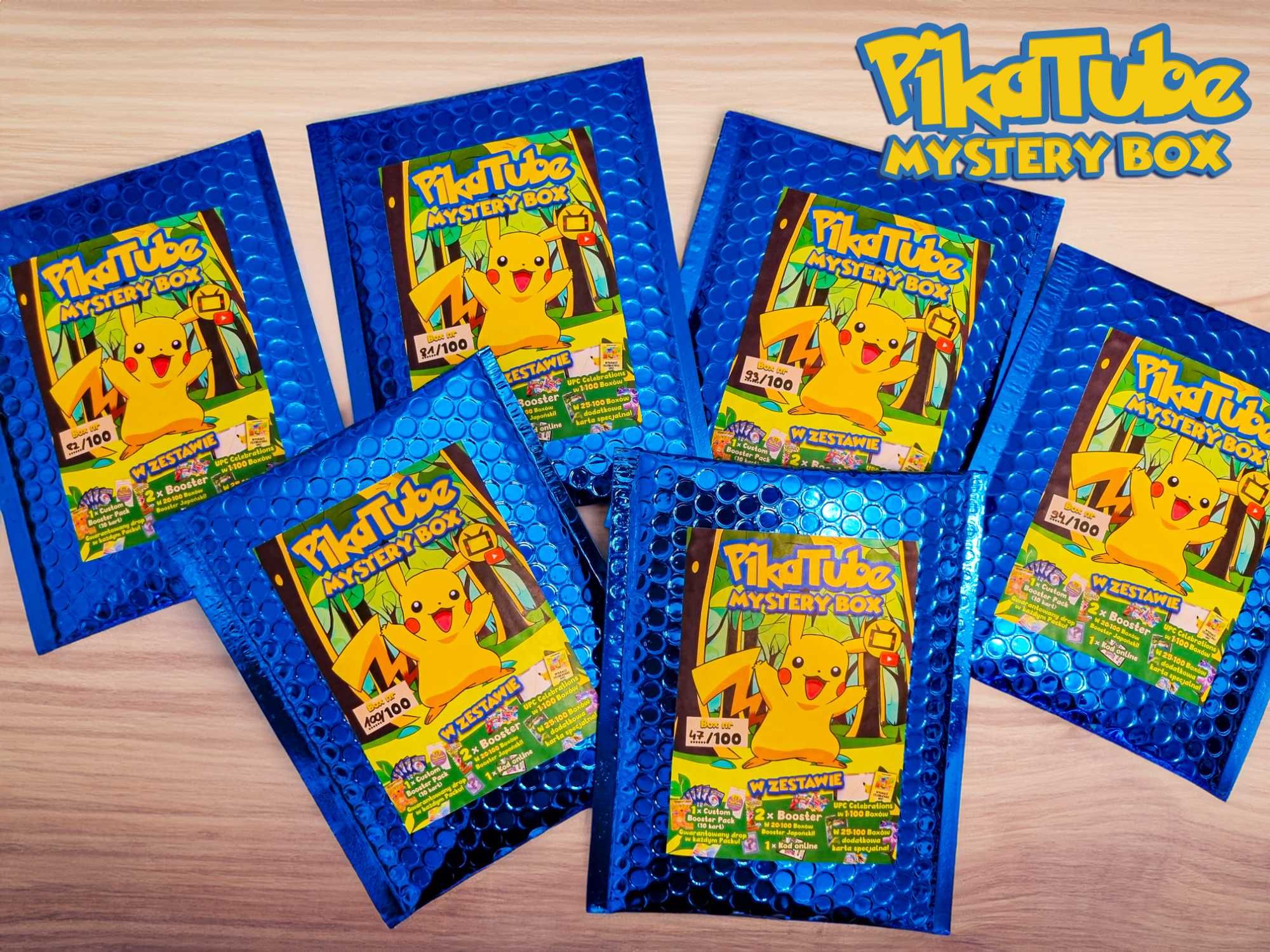 PikaTube MYSTERY BOX - zestaw kart Pokemon (boostery, UPC, unikaty)