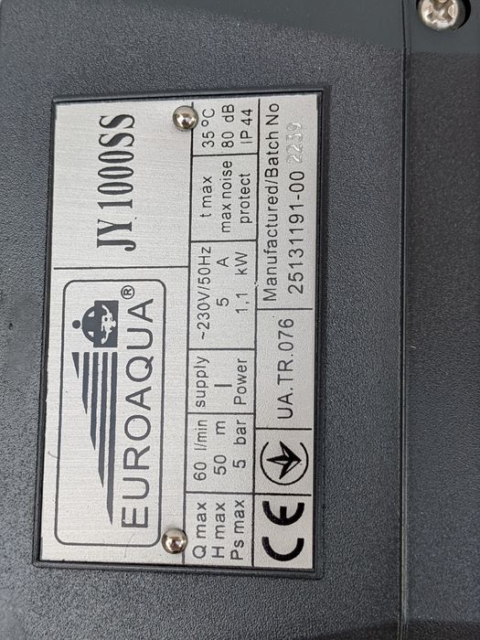 JY 1000 SS насос центробіжний з нержавіючої сталі EUROAQUA