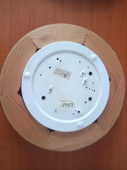 Zestaw 2 plafony fi 36 E27 2x60W drewno+szkło mleczne