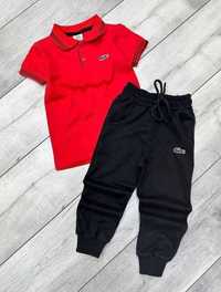Komplet dres dla chłopca bluzka + spodnie polówka czerwony 110/116
