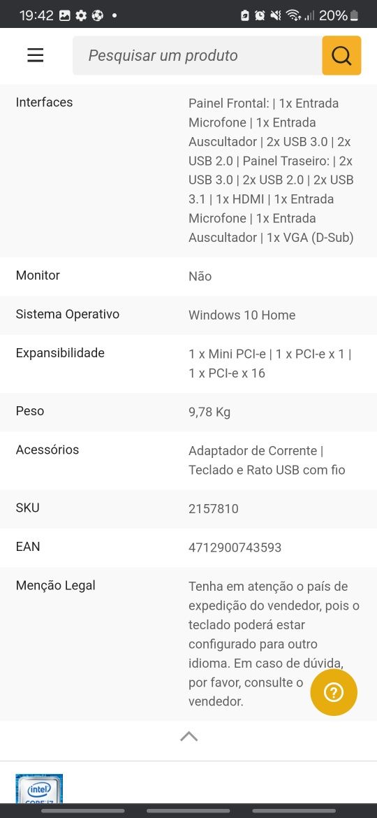 Computador Fixo Asus ROG G11CD Semi-Novo