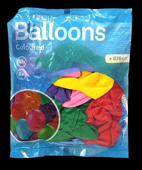 Kolorowe balony - 50 sztuk. Średnica ok. 26 cm