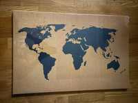 Tablica korkowa - mapa Świata 40 x 60 cm