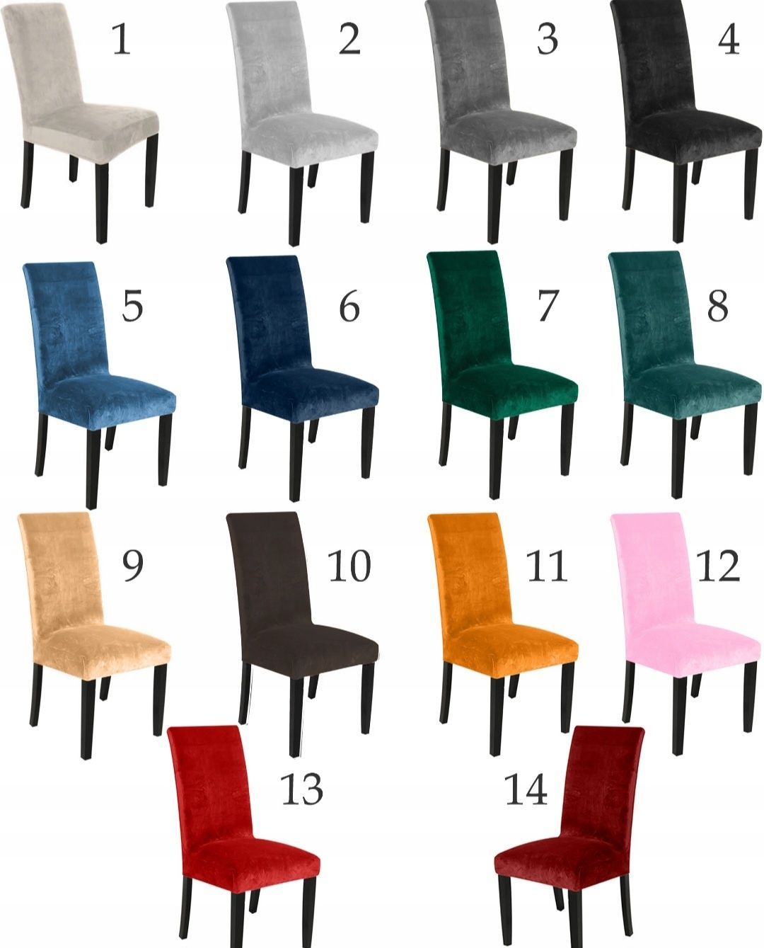 Pokrowce welurowe na krzesła 6 sztuk - 13 kolorów PROMOCJA WEEKEND