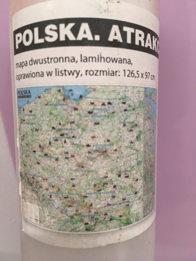 Mapa ścienna - atrakcje turystyczne Polski 126x97 cm