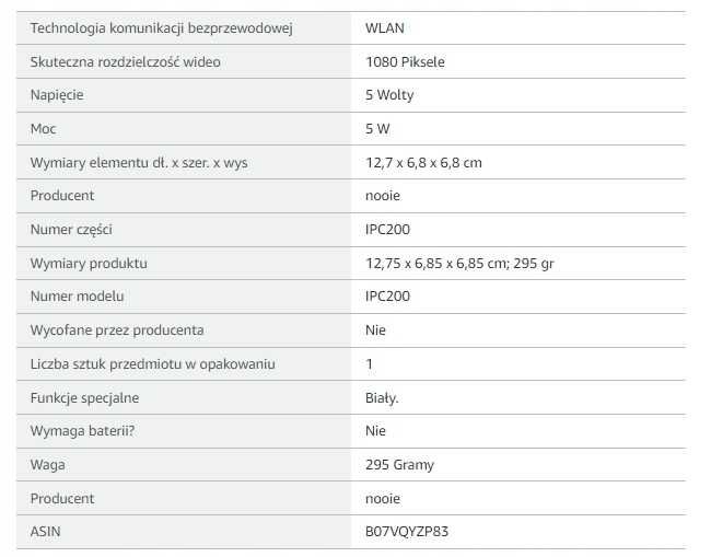 Kamera IP zewnętrzna, wewnętrzna