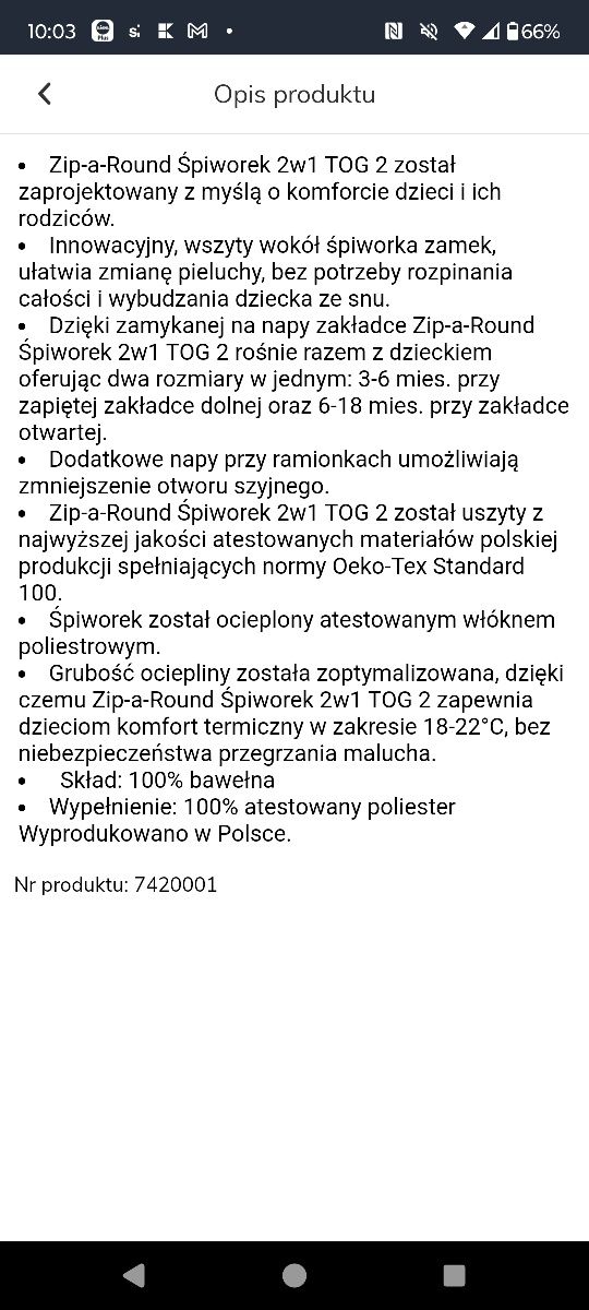 Śpiworek Matherhood  beżowy Zip-a-Round Śpiworek 2w1 TOG 2, 3-18 miesi