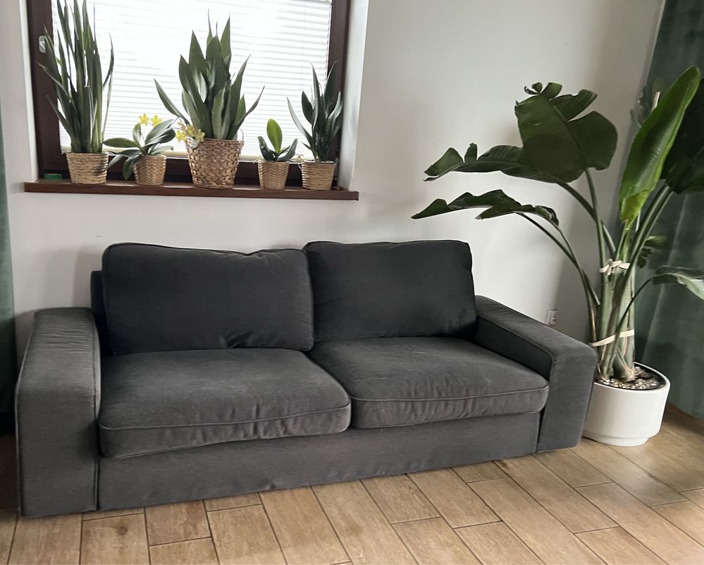 Sofa trzyosobowa ikea kivik szara kanapa prane pokrowce