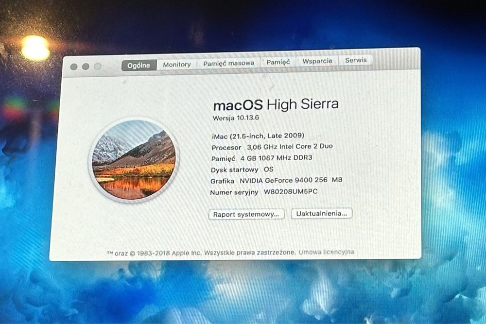 iMac 21,5” wszystko sprawne 4GB ramu 256GB pamieci