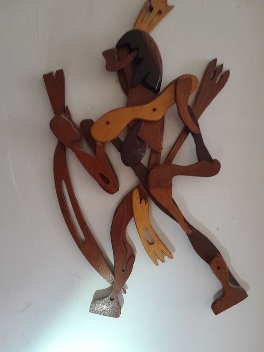 Conjunto de três indios da Guiana Francesa madeira  preciosa lindos