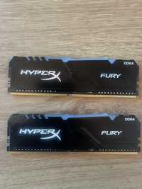 Память kingston DDR 4 8gb*2 16gb 2666 MHz hyperX fury black RGB
