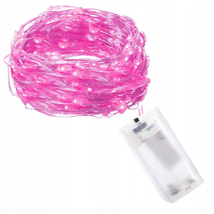 Lampki Dekoracyjne Na Druciku 30 Led Różowe