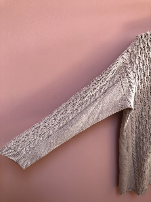 Sweter oversize szary beżowy piaskowy w warkocze M/L ISLE essentials