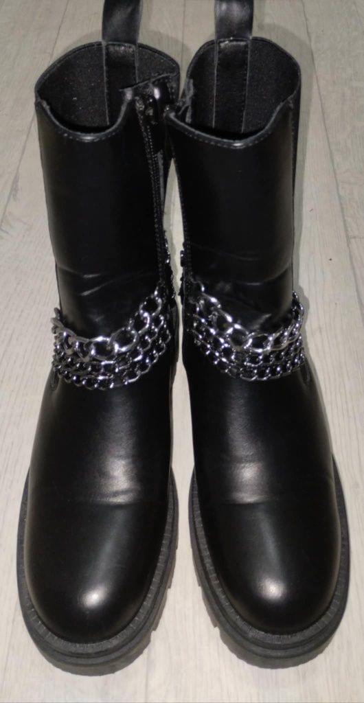 Buty botki workery Czarne łańcuchy rock rozmiar 40