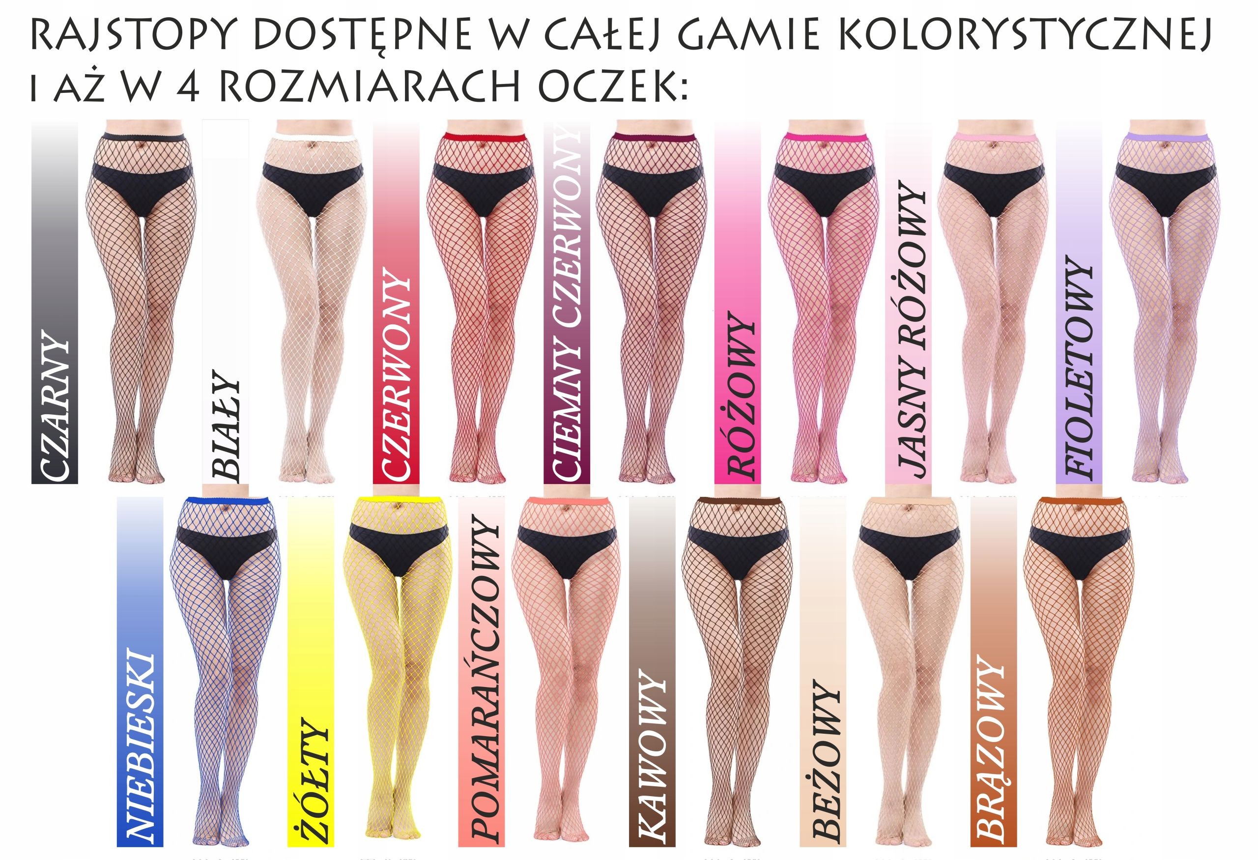 Rajstopy gładkie siatkowe kabaretki małe oczka M c. czerwony