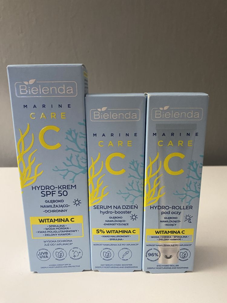 Bielenda Marine Care zestaw krem spf50 + serum + roller pod oczy