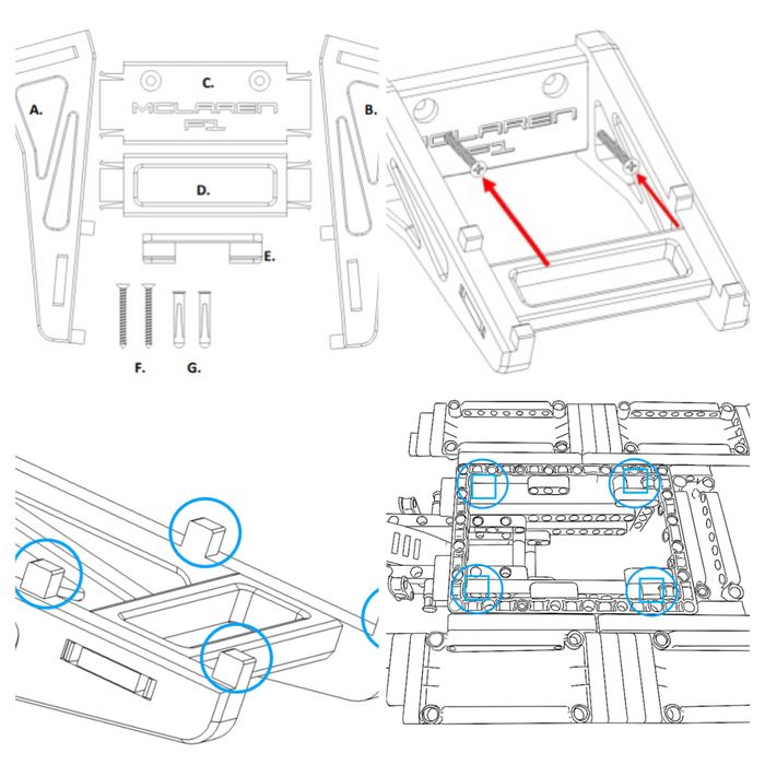 Кронштейн Кріплення для LEGO Technic McLaren Formula 1 F1 (42141) лего