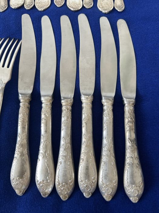 Stare posrebrzane sztućce rosyjskie komplet 24 szt