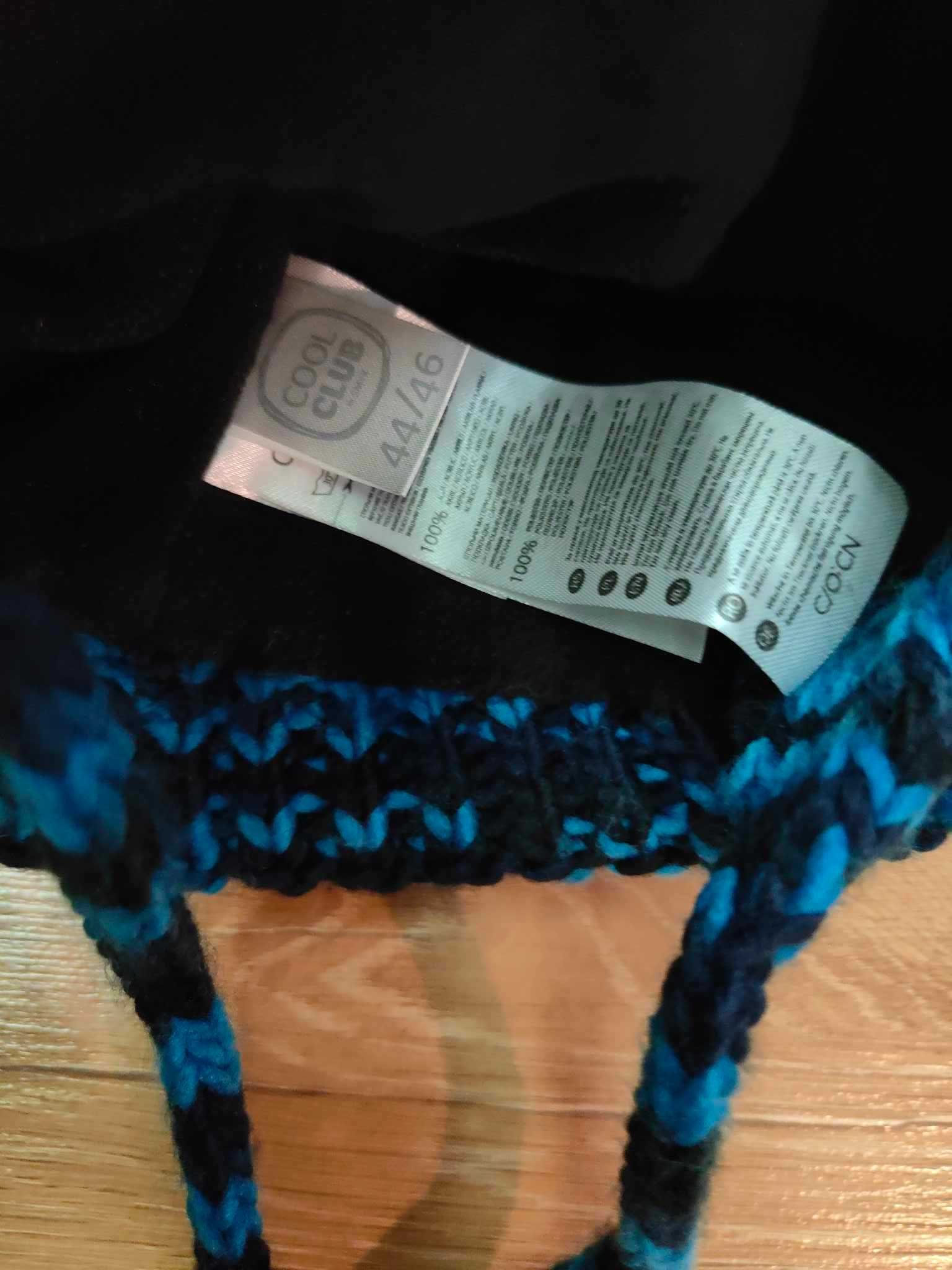 czapka z pomponem  niebiesko czarna wiązana  44/46 Cool Club Smyk 9 m