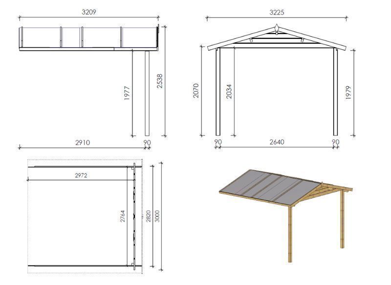 Domek ogrodowy altanka 3x3 m + taras 3x3 m DOM531+394+395+POD04