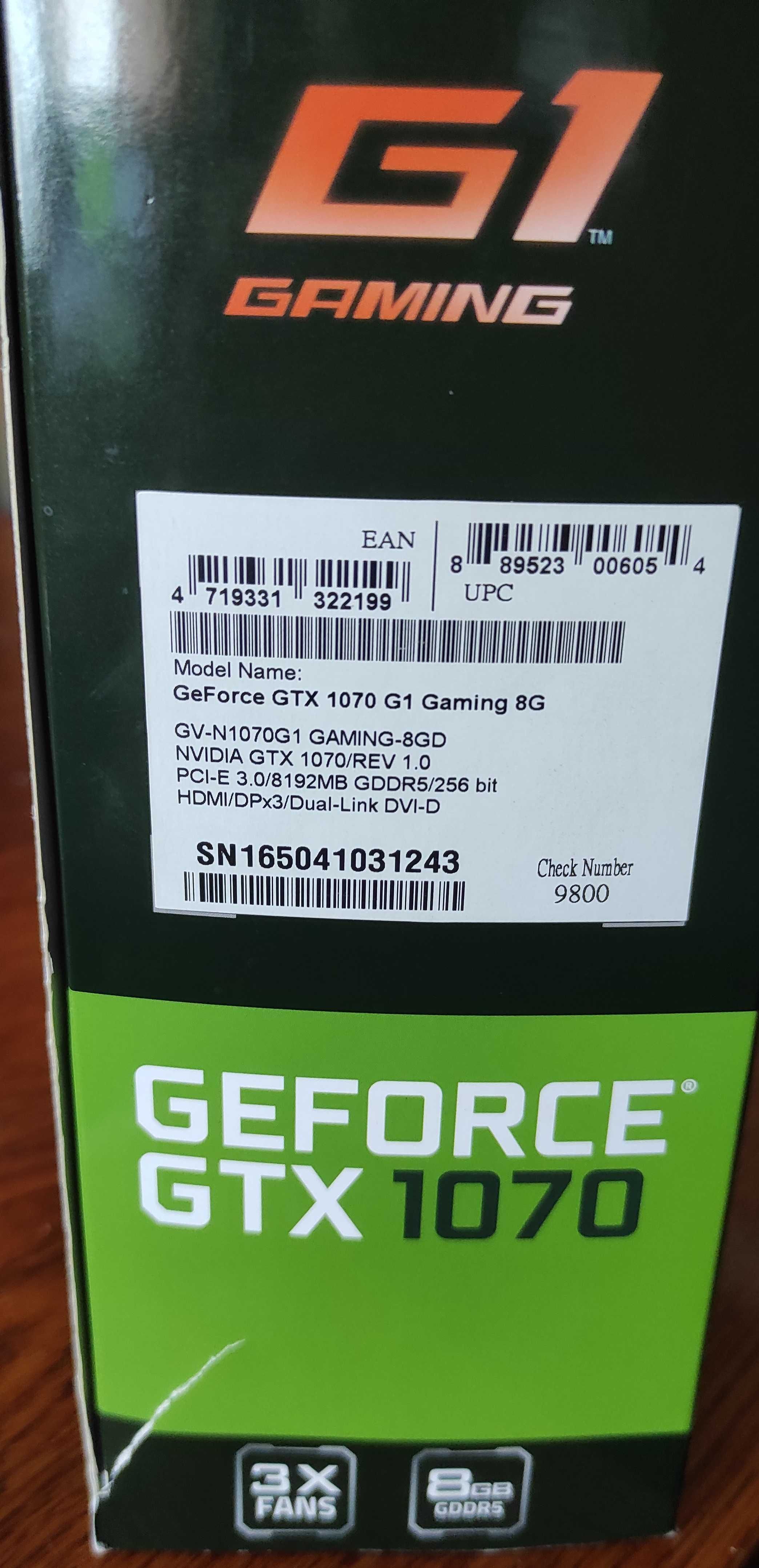 Відеокарта Gigabyte GTX 1070 Gaming G1 8Gb GDDR5