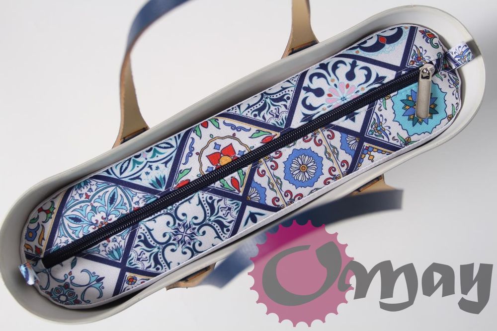 Organizer OBAG MINI kafelki niebieskie granat 2 kieszenie wkład OMAY