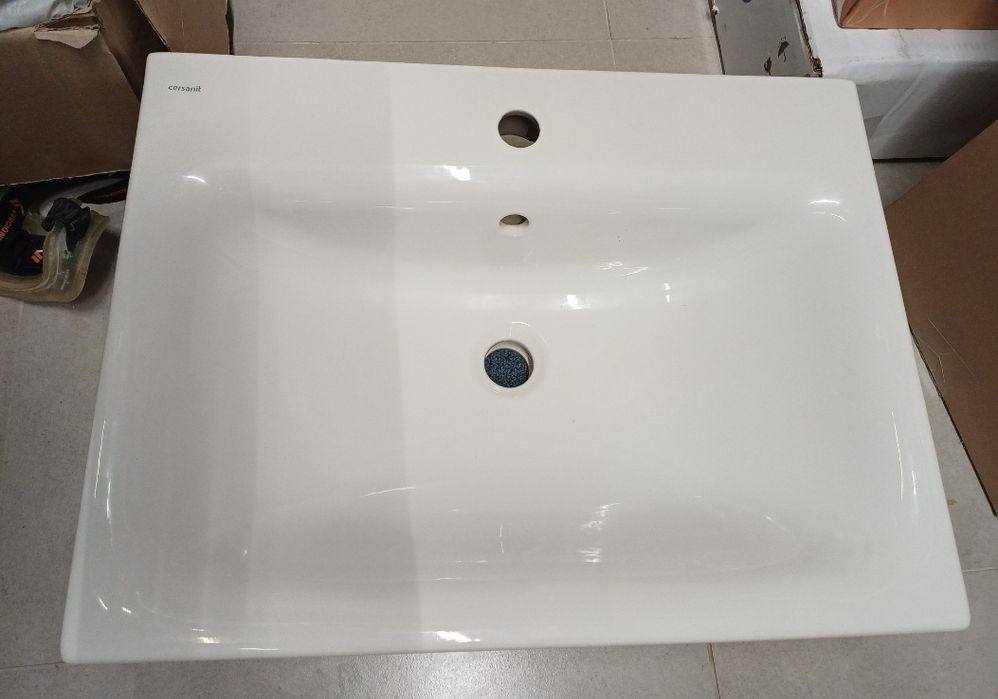 Umywalka cersanit moduo 60x45 cm prostokątna biały połysk