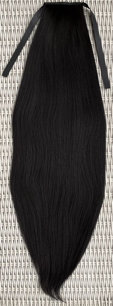 Premium Ultra włosy doczepiane, czarny, kucyk, 80 cm ( 295 )