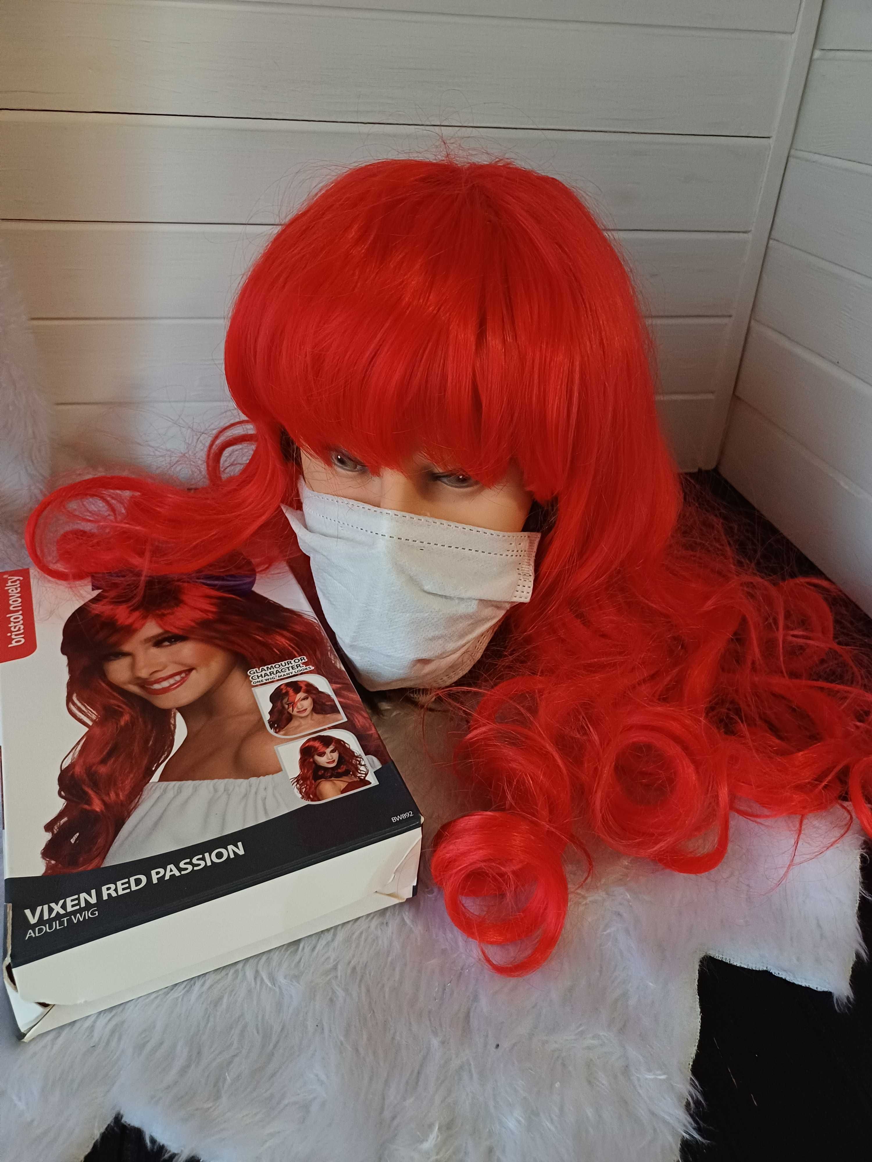 Кольорова довга перука парик червона 60 см