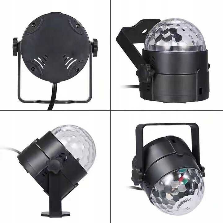 Lampa disco LED kula dyskotekowa projektor RGB zasilanie USB