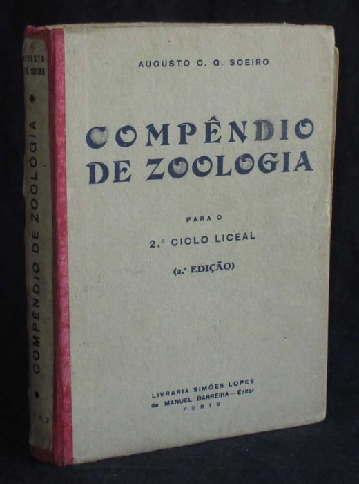 Livro Compêndio de Zoologia Augusto C. G. Soeiro 2º Ciclo Liceal
